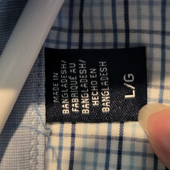 Men's Izod Button Up Light Blue Plaid Short Sleeve Shirt Large - Picture 6 of 6
